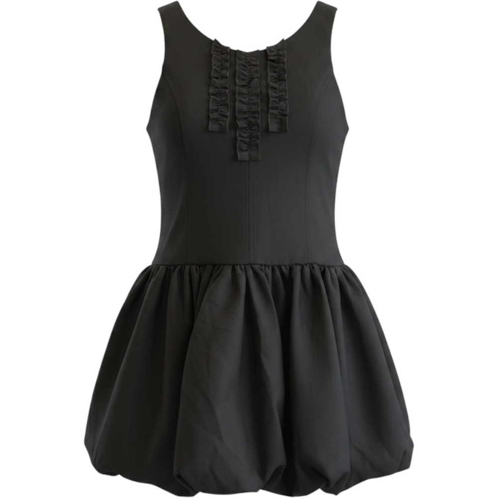 Kids Couture Black Wool Blend Ruffle Bubble Hem Dress Size 140 EU 10 Kids